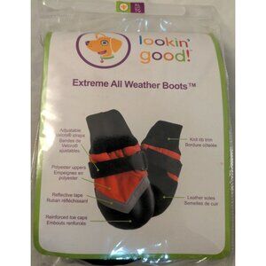 All Weather Dog Boots Snow Ice XL Red 4 3/4” Paw Reflective Leather Fleece Lined